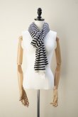 画像1: eleven 2nd　 Cashmere no.1　 Border Stole　 col. White Smoke / Navy (1)