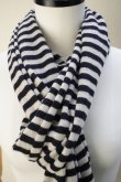 画像3: eleven 2nd　 Cashmere no.1　 Border Stole　 col. White Smoke / Navy (3)