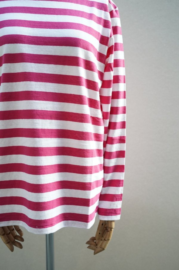 画像2: eleven 2nd　 Cotton Border Jersey Long T -shirt　 col. White /Rose (2)