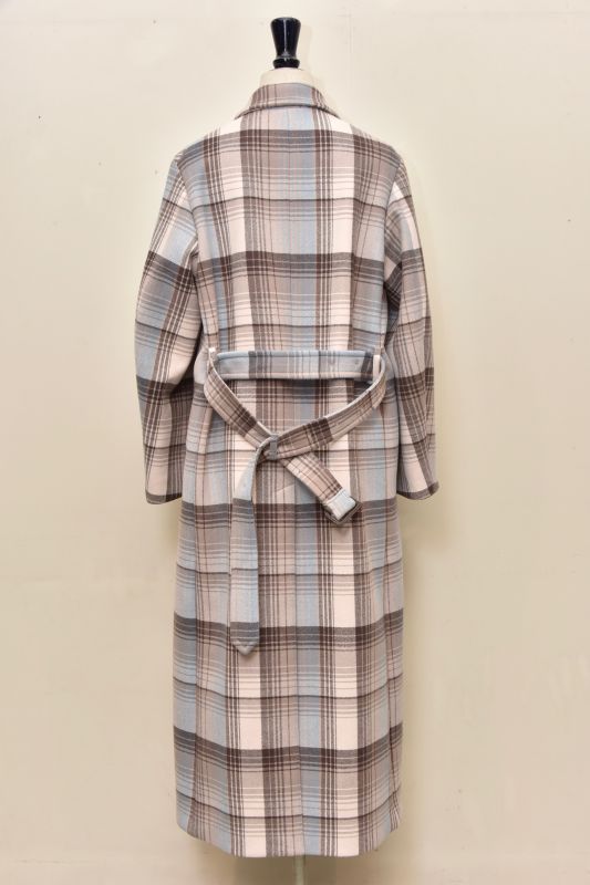 auralee wool check melton long soutien collar coat