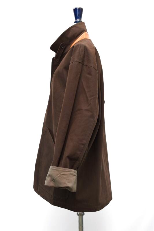 Cristaseya COTTON OVERSIZED BLOUSON WITH LEATHER PATCH col.BROWN ...