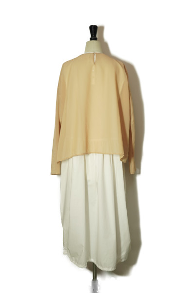 TENNE HANDCRAFTED MODERN LAYERD BALLOON DRESS col. ORANGE / WHITE