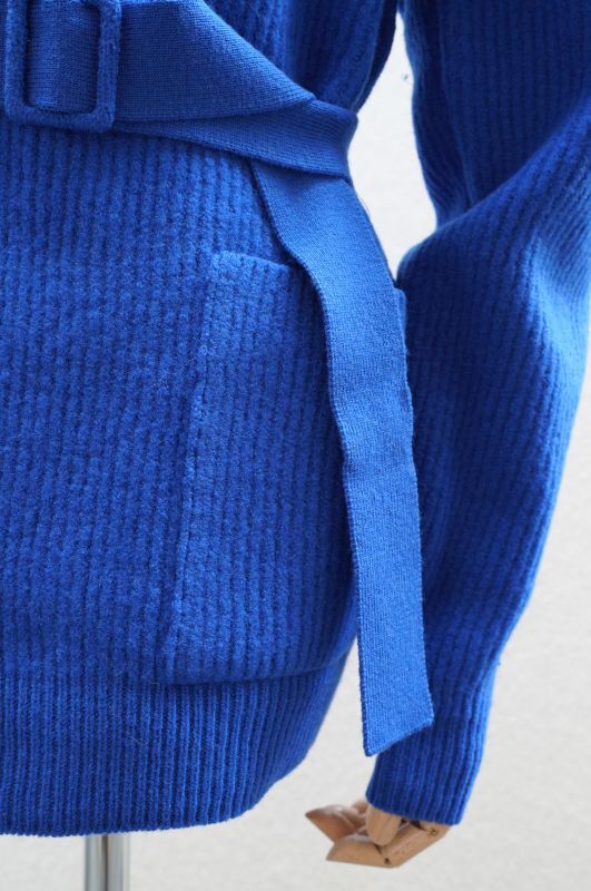 AURALEE MILLED FRENCH MERINO RIB KNIT CARDIGAN col.ROYAL BLUE - rollot