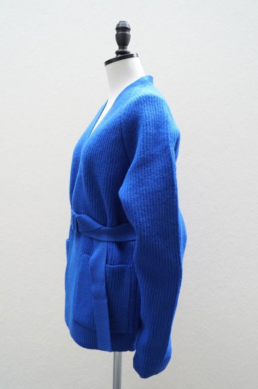 AURALEE MILLED FRENCH MERINO RIB KNIT CARDIGAN col.ROYAL BLUE - rollot